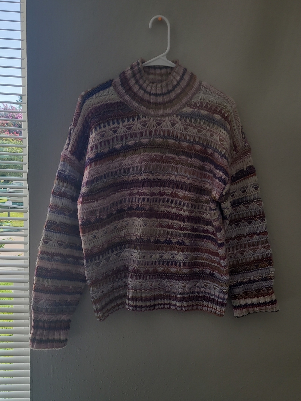 St. John's Bay Mauve and Cream Striped Turtleneck Sweater